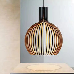 Nordic Handmade Natural Wooden Birdcage Pendant Light | Yedwo