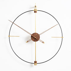 North American Walnut Hands & Polished Brass Wall Clock | Yedwo