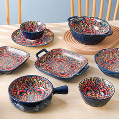 ORLANTIS Vintage Bohemian Underglaze Ceramic Bowl | Yedwo
