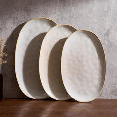 Ocean Wave Stoneware Serving Platters, Set of 3 | Yedwo