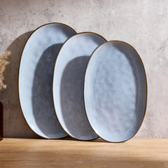 Ocean Wave Stoneware Serving Platters, Set of 3 | Yedwo