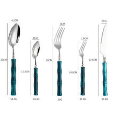 Peacock Blue Bamboo Cutlery Set | Yedwo