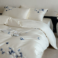 Premium French Romantic Floral Embroidered Long-Staple Cotton Bedding Set | Yedwo