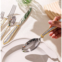 Premium Stone Texture Sculpted Relief Flatware Set | Yedwo Design