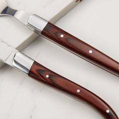 Red Rosewood-Handle Steak Knife & Fork Set | Yedwo Design