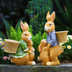 Resin Garden Bunny Rabbit Family Figurine Set | Yedwo Design