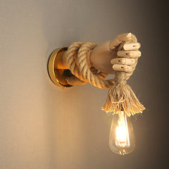 Retro Industrial Hemp Rope Hand Wall Lamp | Yedwo Design