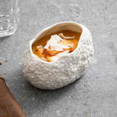 Rock-Texture Oval Ceramic Dessert Bowl | Yedwo Design