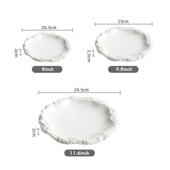 Rock Texture Ruffled Ceramic Round Plate | Yedwo Design