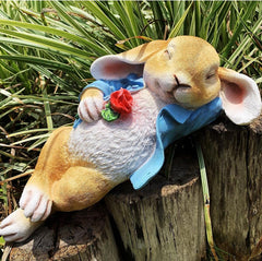 Romantic Blue Rabbit Garden Statue | Yedwo