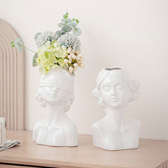 "Rose & Ruby" Lady Ceramic Vase Set of 2 | Yedwo Design