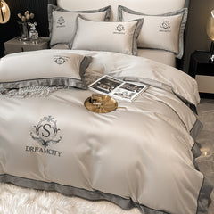 Praha Modern Nordic Long-Staple Cotton Embroidered Bedding Set | Yedwo