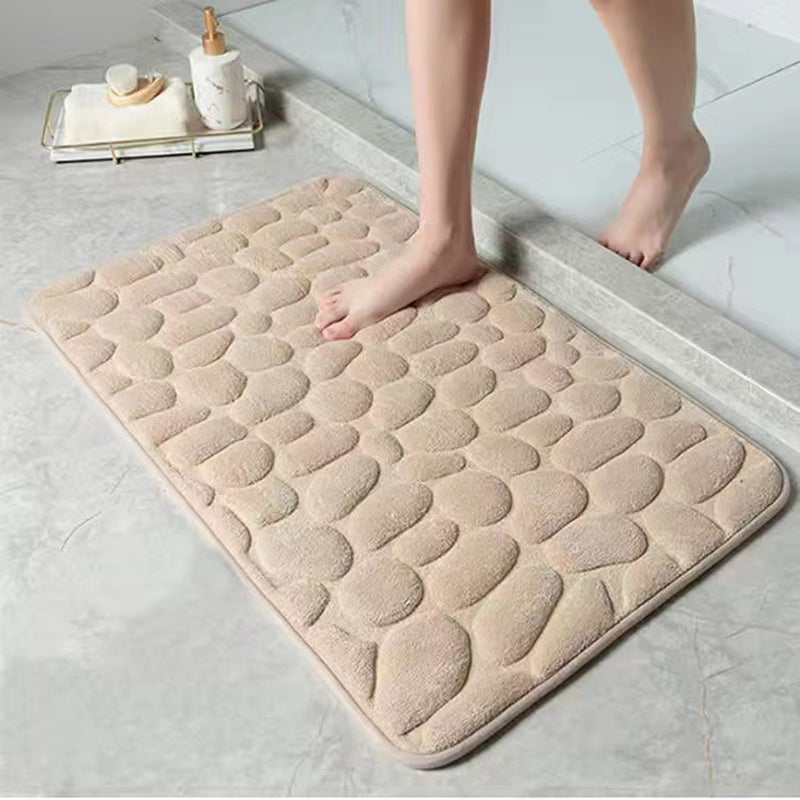 Soft Memory Foam Bath Rug with Cobblestone Embossment | Yedwo Design