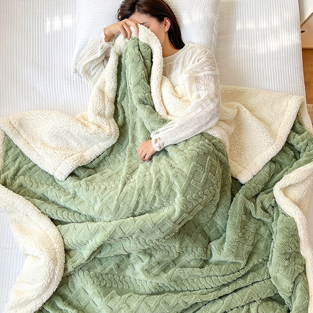 Thick Double Layer Knitted Pattern Bed Blanket | Yedwo Home