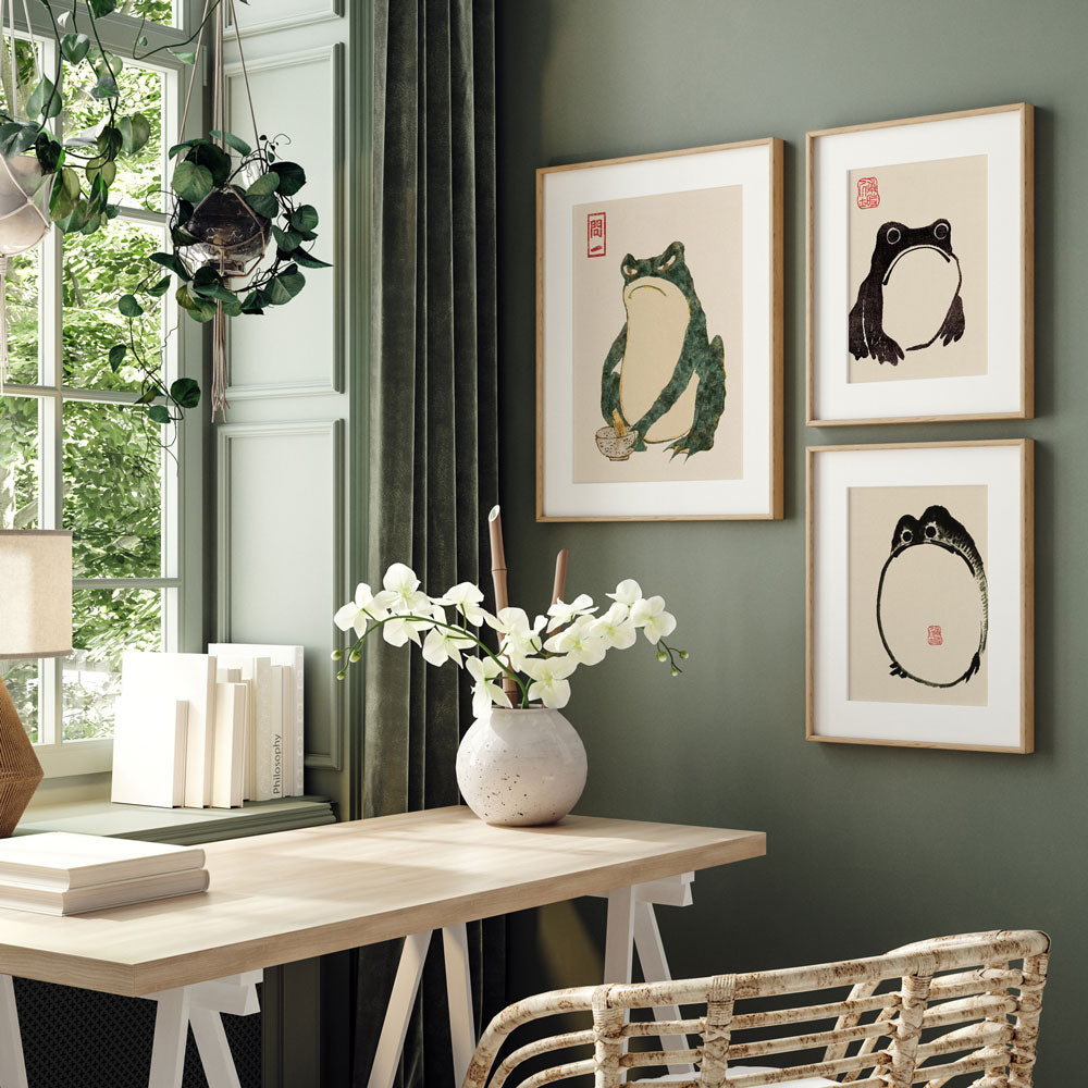 Vintage 3 Frog Prints, Matsumoto Hoji Wall Decor – YEDWO