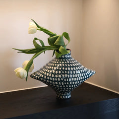 Vintage Artisan Geometric Ceramic Vase | Yedwo Design