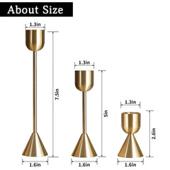 Vintage Brass Gold Candlestick Holder(Set of 3) | Yedwo