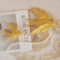Vintage Gold Resin Swallow Wall Sculptures – Set of 2 | Yedwo