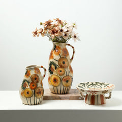 Vintage Hand-Painted Floral Ceramic Vase | Yedwo Design