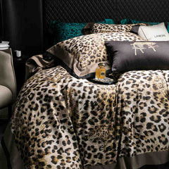 Vintage Leopard Egyptian Cotton 4-Piece Bedding Set | Yedwo