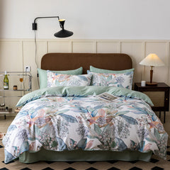 Vintage Tropical Leaves Pattern Cotton Luxury Bedding Set | Yedwo Home