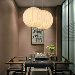 Wabi-Sabi Sculptural Silk Globe Pendant Light | Yedwo