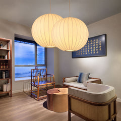 Wabi-Sabi Sculptural Silk Globe Pendant Light | Yedwo