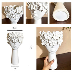 White Greek Sculptural Female Face Ceramic Vase | Yedwo