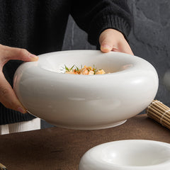 White Brushed Double-Layer Insulated Deep Plate | Yedwo Design