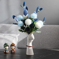 White Ceramic Hand Flower Vase | Yedwo