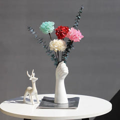 White Ceramic Hand Flower Vase | Yedwo