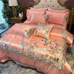 Egyptian Cotton Peony Flowers Embroidered Bedding Set | Yedwo