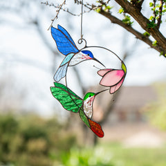 Hummingbird Stained Glass Window Hangings | Yedwo