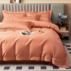 Luxurious Flowers Embroidered Silky Egyptian Cotton Bedding Set | Yedwo