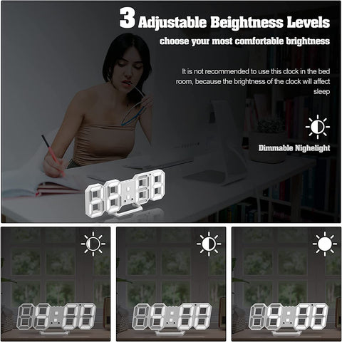 3D Digital Alarm Wall Clock | Yedwo