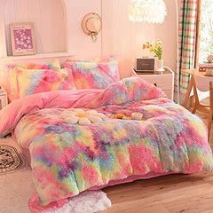 Ultra Soft Shaggy Rainbow Duvet Cover(3pcs) | Yedwo Home