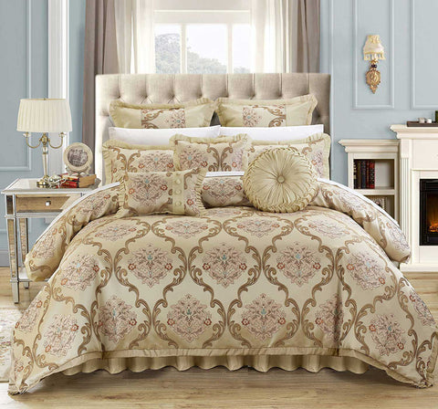 9 Piece Aubrey Decorator Upholstery Comforter Set and Pillows Ensemble | Yedwo