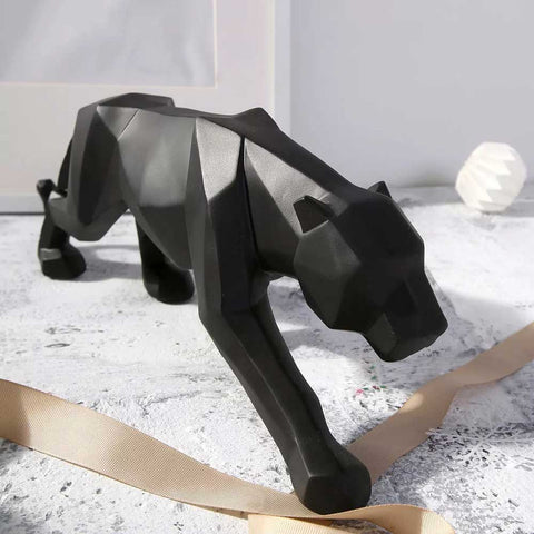 Abstract Geometric Style Resin Leopard Sculpture Home Office Desktop Decoration Gift
