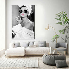 Audrey Hepburn  Pink Lips Canvas Wall Art | Yedwo