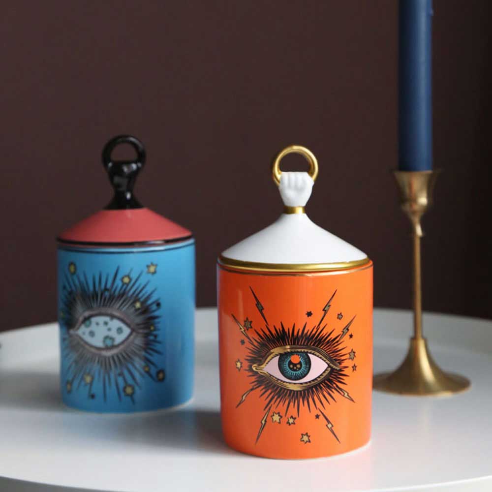 Big eyes jar with lids ceramic cans