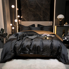 Black Gold Cotton Satin Duvet Cover Set | Yedwo Home