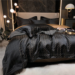 Black Gold Cotton Satin Duvet Cover Set | Yedwo Home