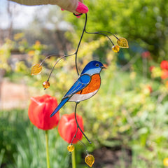 Bluebird Stained Glass Bird Suncatcher | Yedwo