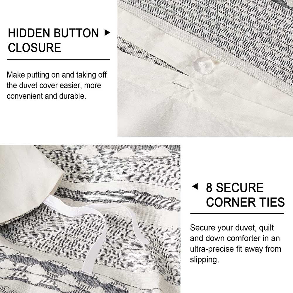 Boho Textured Cotton Jacquard Duvet Cover Set | Yedwo