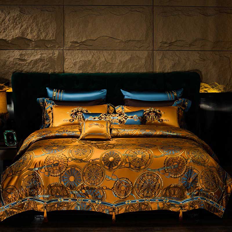 Chic Golden Luxury Jacquard Duvet Cover | Yedwo