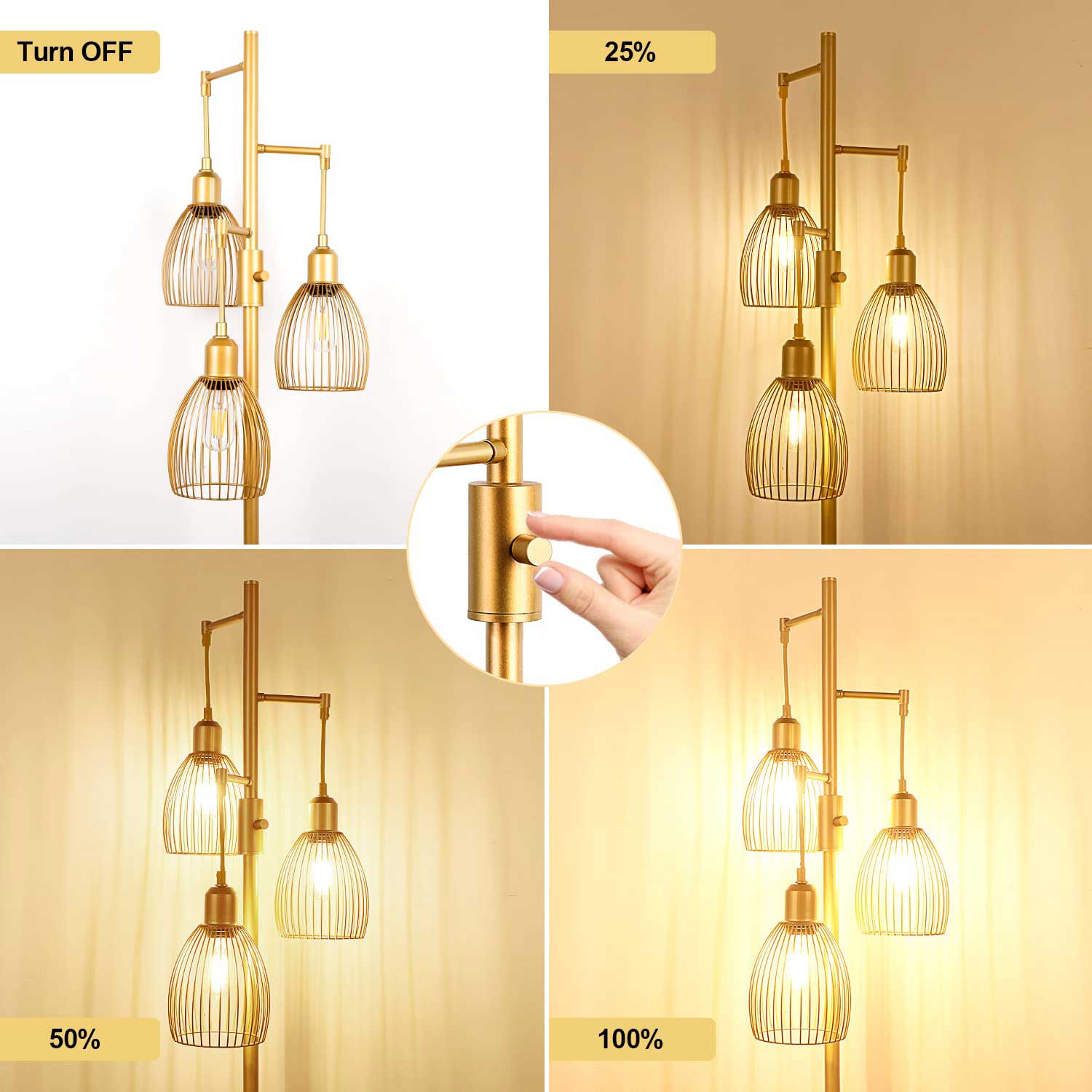 Dimmable Gold Tree Lamp | Yedwo