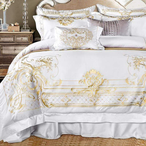 Egyptian Cotton Chic Golden Embroidery Duvet Cover Set
