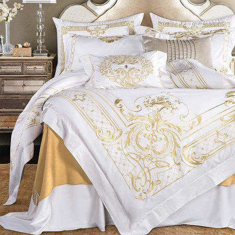 Egyptian Cotton Chic Golden Embroidery Duvet Cover Set | Yedwo Home