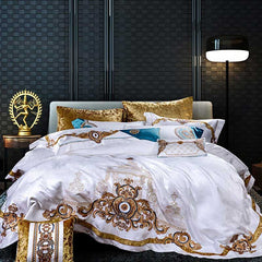 Evaria Satin Cotton Luxury Royal Duvet Cover Set | Yedwo Home