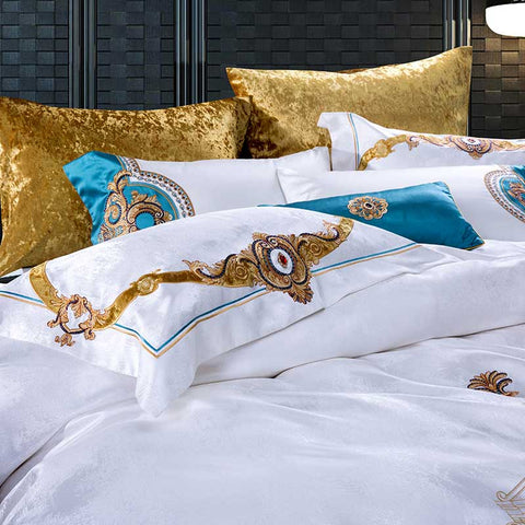 Evaria Satin Cotton Luxury Royal Duvet Cover Set | Yedwo Home